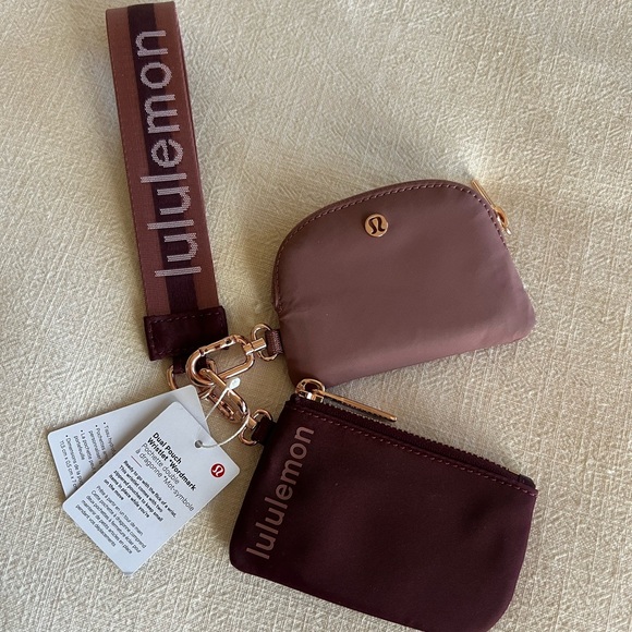 lululemon dual pouch, wristlet. BRAND NEW. Colors Garnet and Spiced chai - Picture 2 of 2